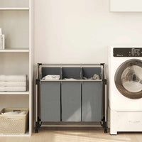 Cesto Portabiancheria con Ruote 3 Scomparti Grigio 42001899