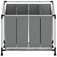 Cesto Portabiancheria con Ruote 4 Scomparti Grigio 42001900