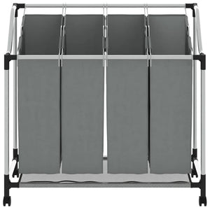 Cesto Portabiancheria con Ruote 4 Scomparti Grigio 42001900