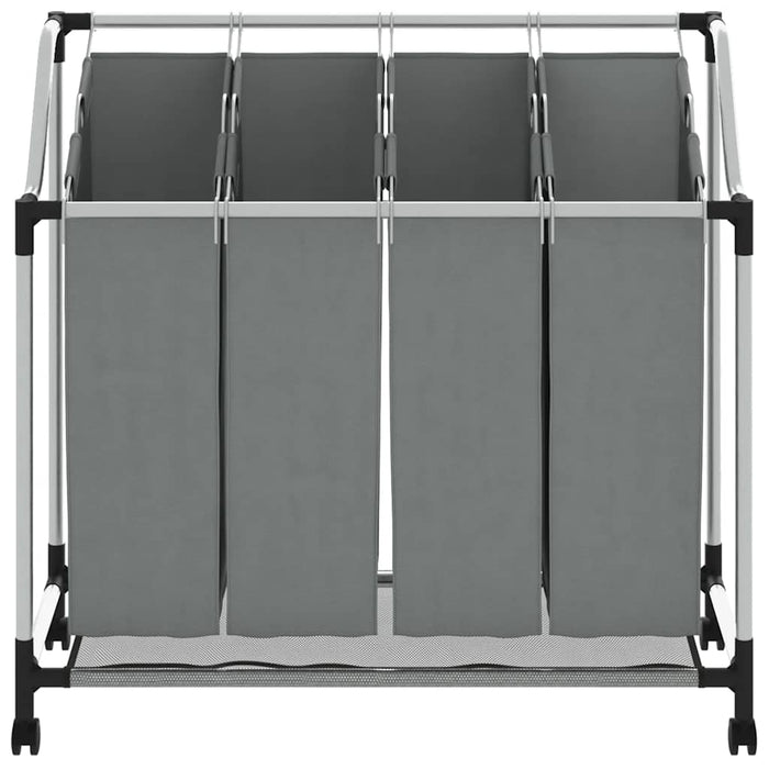 Cesto Portabiancheria con Ruote 4 Scomparti Grigio 42001900