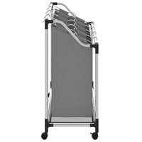 Cesto Portabiancheria con Ruote 4 Scomparti Grigio