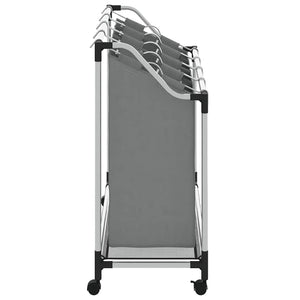 Cesto Portabiancheria con Ruote 4 Scomparti Grigio