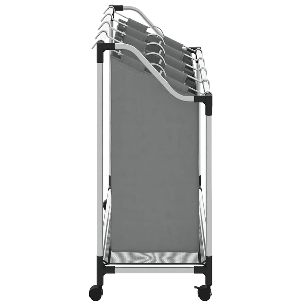 Cesto Portabiancheria con Ruote 4 Scomparti Grigio 42001900