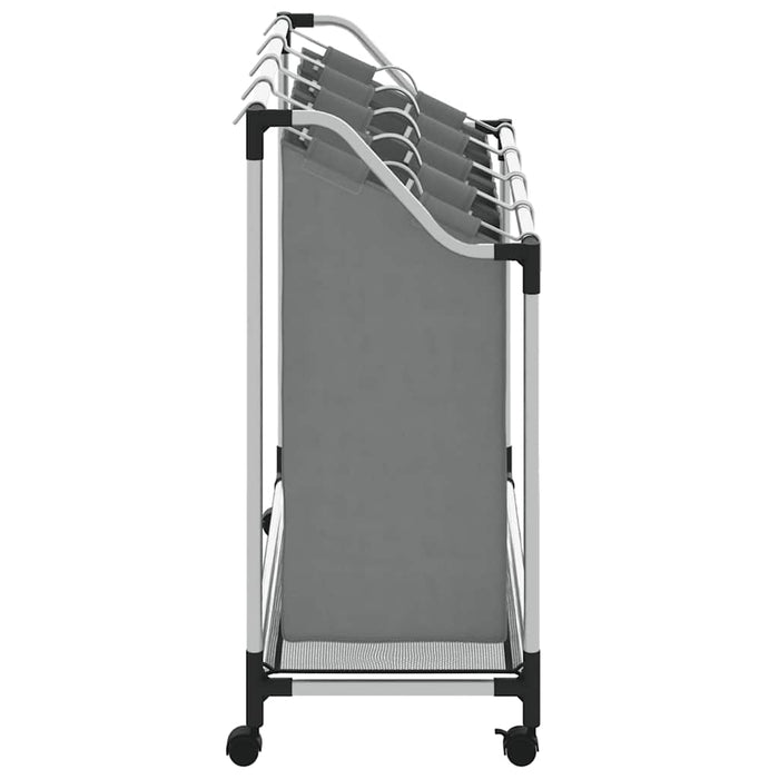 Cesto Portabiancheria con Ruote 4 Scomparti Grigio 42001900