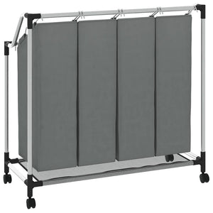 Cesto Portabiancheria con Ruote 4 Scomparti Grigio 42001900