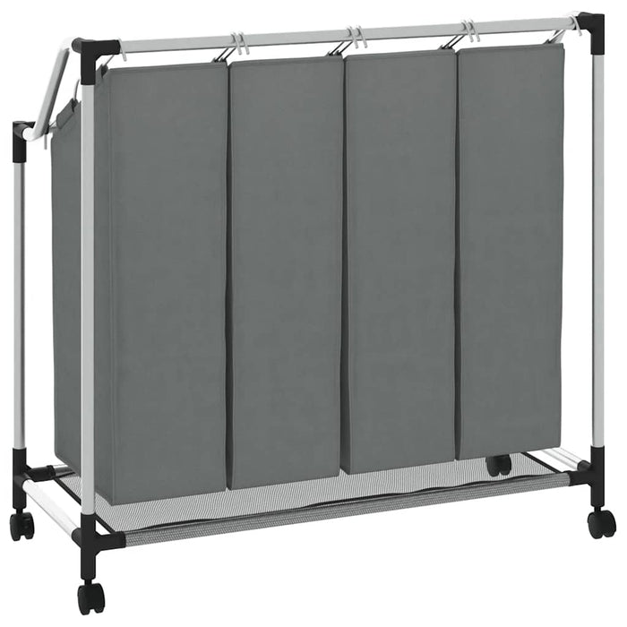 Cesto Portabiancheria con Ruote 4 Scomparti Grigio 42001900