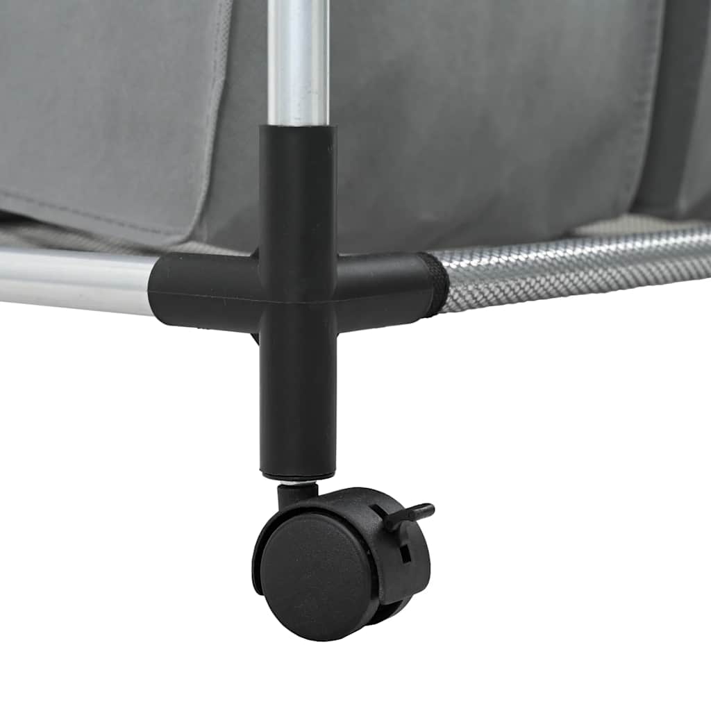 Cesto Portabiancheria con Ruote 4 Scomparti Grigio