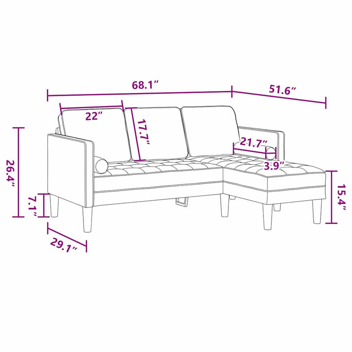 Set di divani Grigio scuro 173 x 131 x 67 cm Velluto 42001926