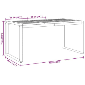 Tavolo da Pranzo da Giardino Grigio 160 x 80 x 75 cm 4010603