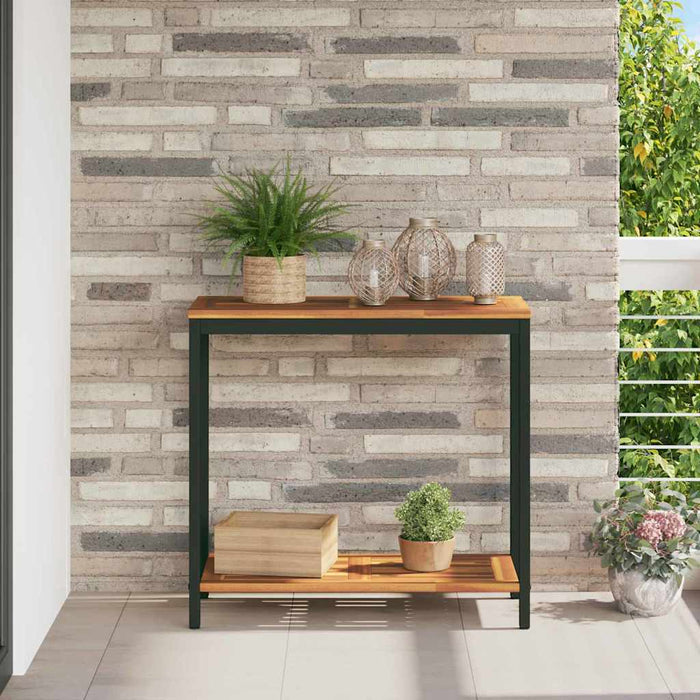 Tavolo da esterno Naturale e nero 80 x 35 x 75 cm 4010606