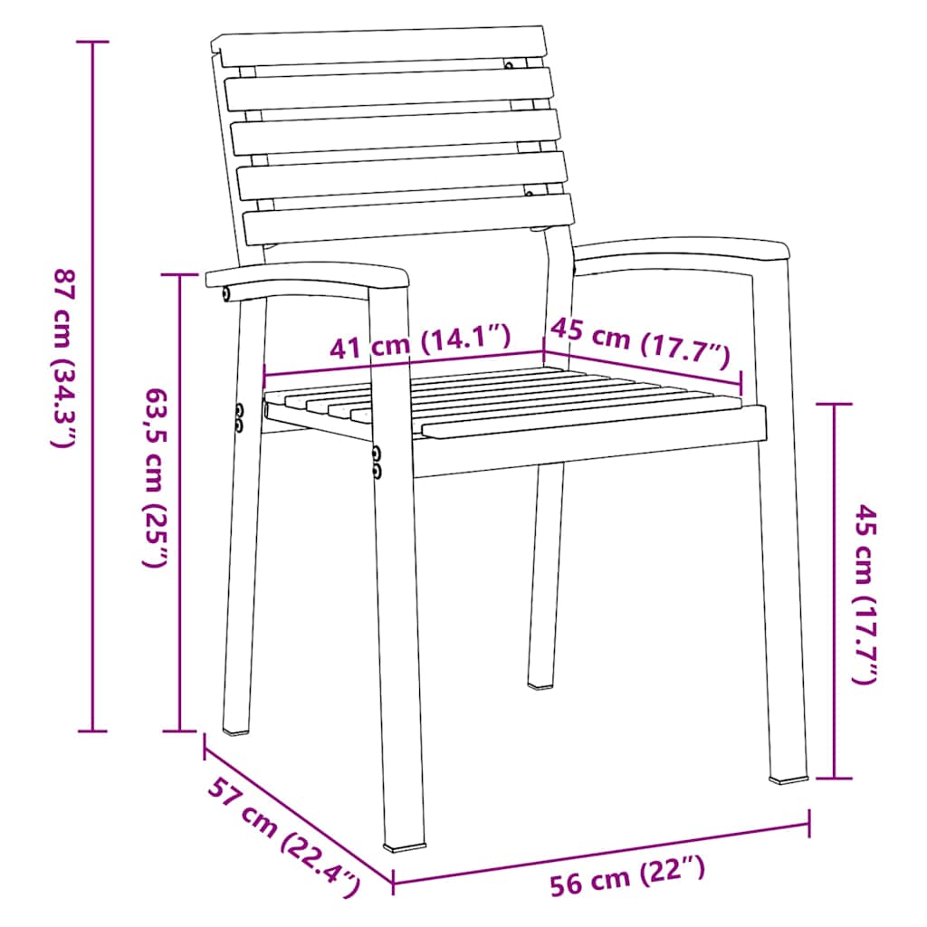Sedia da Giardino 4 pcs Marrone 56 x 57 x 87cm 4010625