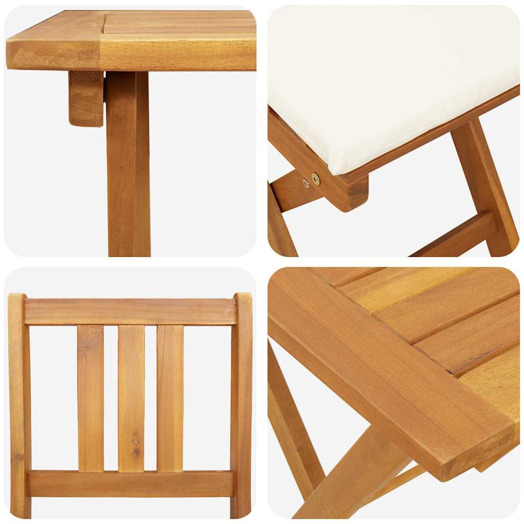 Set Bistro Pieghevole 3 Pezzi con Cuscini in Legno Massello di Acacia 4105510