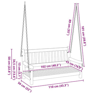 Panchina Altalena da Giardino Marrone 119 x 35 x 47cm 4105521