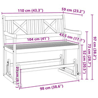 Panchina a Dondolo da Giardino a 2 Posti 110x59x97 cm in Legno Massello di Acacia 4105522
