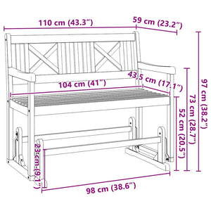 Panchina a Dondolo da Giardino a 2 Posti 110x59x97 cm in Legno Massello di Acacia 4105522
