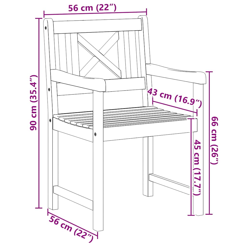 Sedie da giardino  2 pezzi 56x56x90 cm in legno massello di acacia 4105523