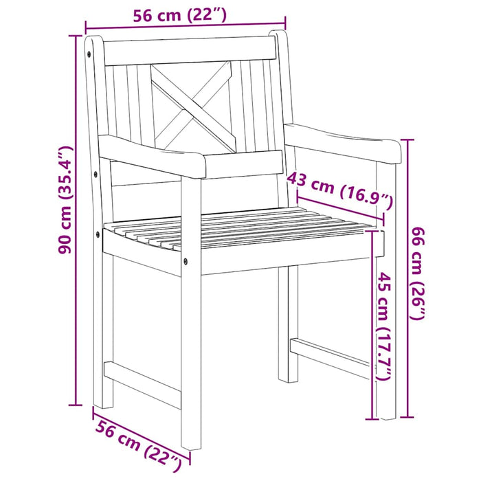 Sedie da giardino  2 pezzi 56x56x90 cm in legno massello di acacia 4105523