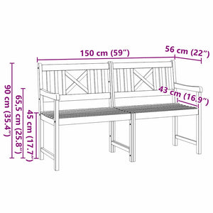 Panchina da giardino  150x56x90 cm in legno massello di acacia 4105525