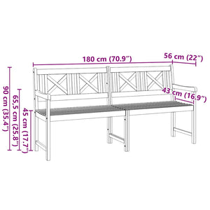 Panchina da giardino  180 x 56 x 90 cm in legno massello di acacia 4105526