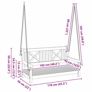 Panchina Altalena da Giardino Marrone 119 x 35 x 47cm 4105528