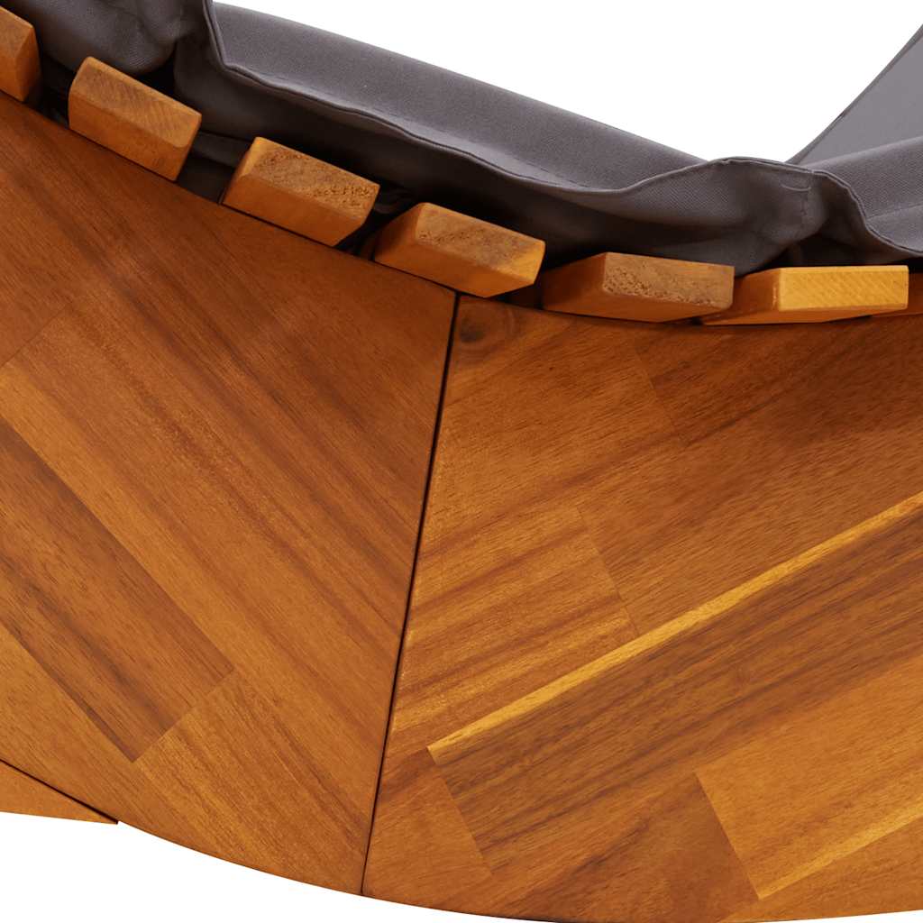 Lettino a Dondolo con Cuscino in Legno Massello di Acacia 4103883