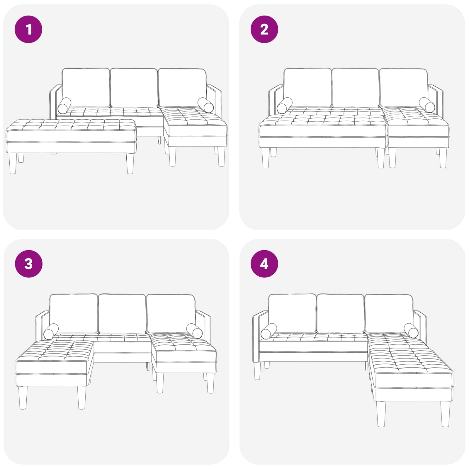 Set di divani 2 pcs Grigio chiaro 173 x 131 x 67 cm Tessuto 3329252