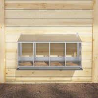 Nido per Polli con 4 Scomparti in Metallo Galvanizzato Argento