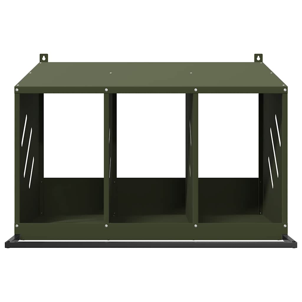 Nido per Polli con 3 Scomparti in Metallo Verde Oliva 864345