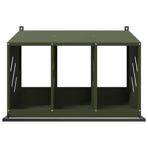 Nido per Polli con 3 Scomparti in Metallo Verde Oliva 864345