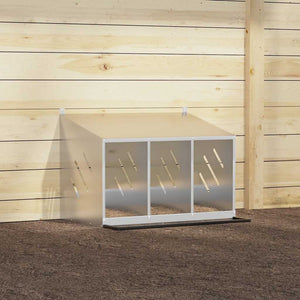 Nido per Polli con 3 Scomparti in Metallo Galvanizzato Argento