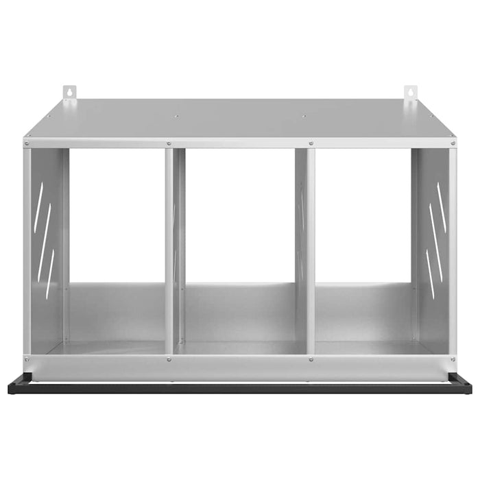 Nido per Polli con 3 Scomparti in Metallo Galvanizzato Argento 864346