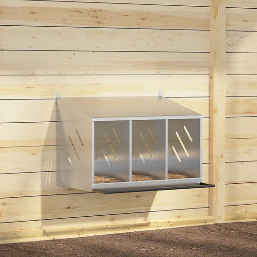 Nido per Polli con 3 Scomparti in Metallo Galvanizzato Argento 864346