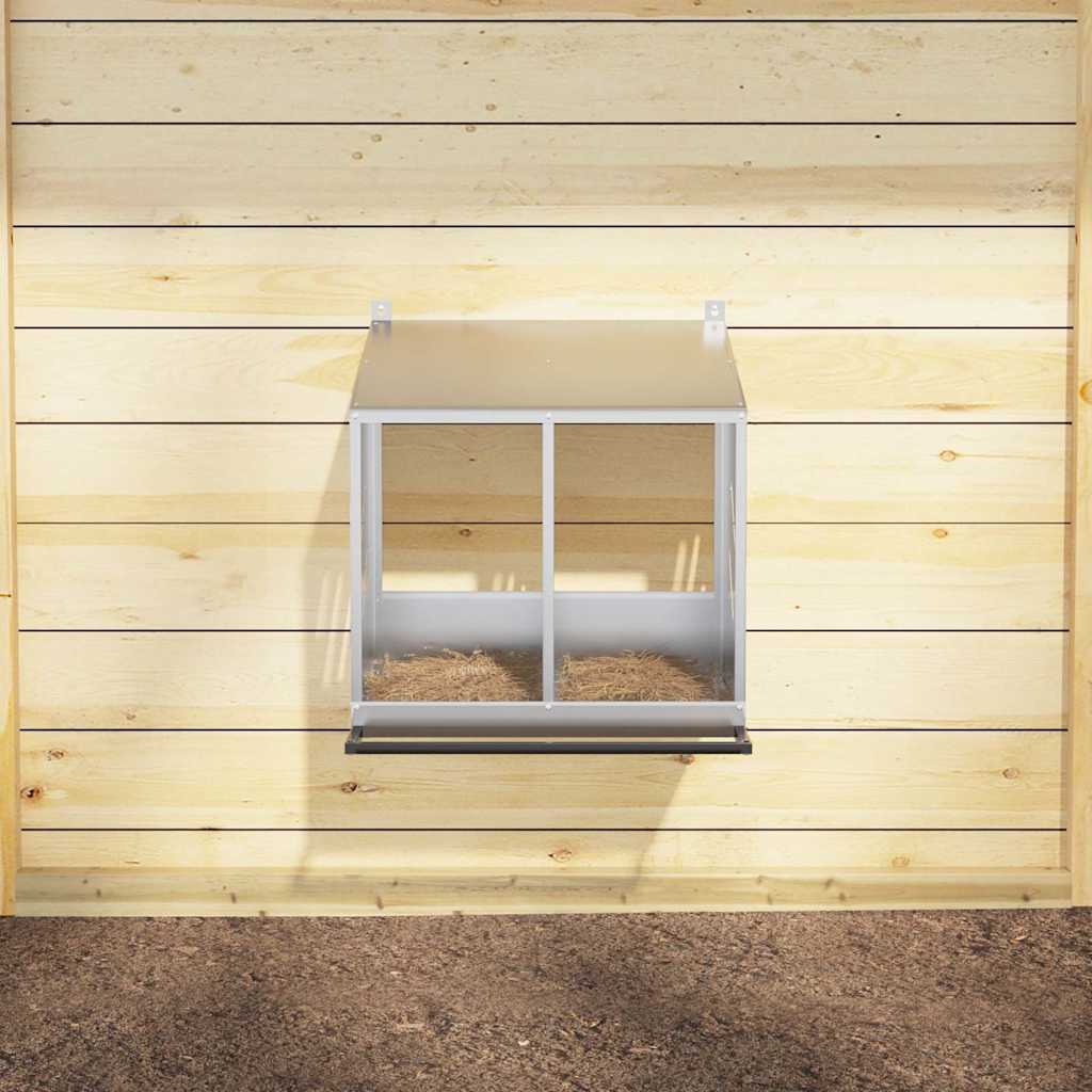 Nido per Polli con 2 Scomparti in Metallo Galvanizzato Argento 864348