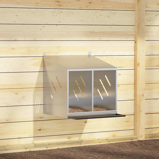 vidaXL Nido per Polli con 2 Scomparti in Metallo Galvanizzato Argento