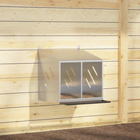 Nido per Polli con 2 Scomparti in Metallo Galvanizzato Argento 864348