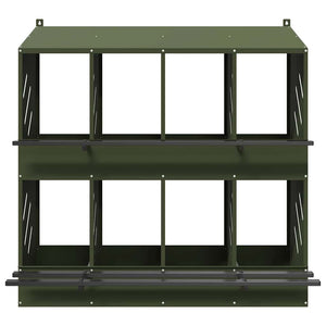 vidaXL Nido per Polli con 8 Scomparti in Metallo Verde Oliva