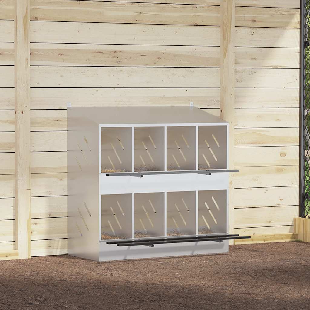 Nido per Polli con 8 Scomparti in Metallo Galvanizzato Argento