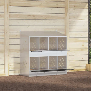 Nido per Polli con 8 Scomparti in Metallo Galvanizzato Argento