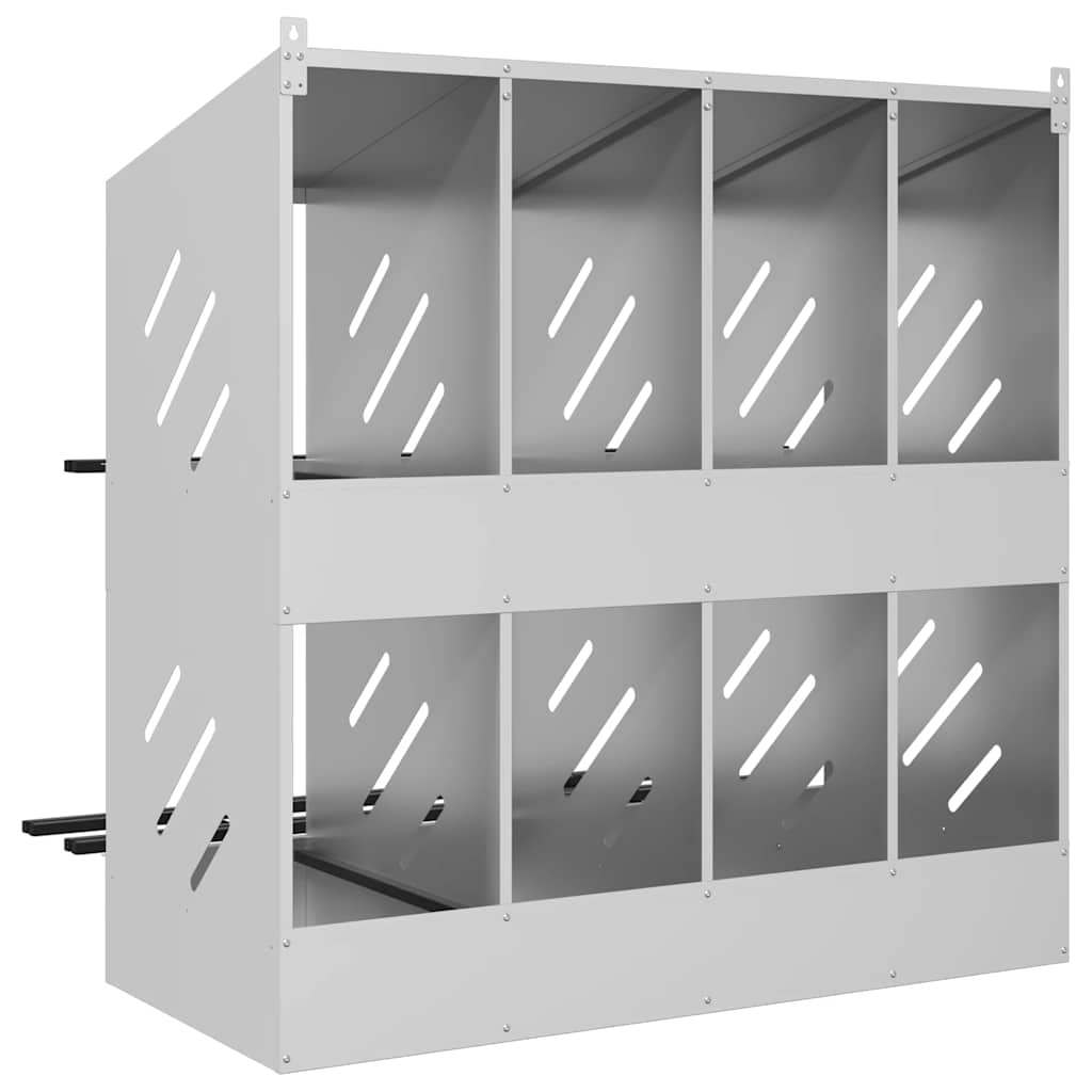 Nido per Polli con 8 Scomparti in Metallo Galvanizzato Argento