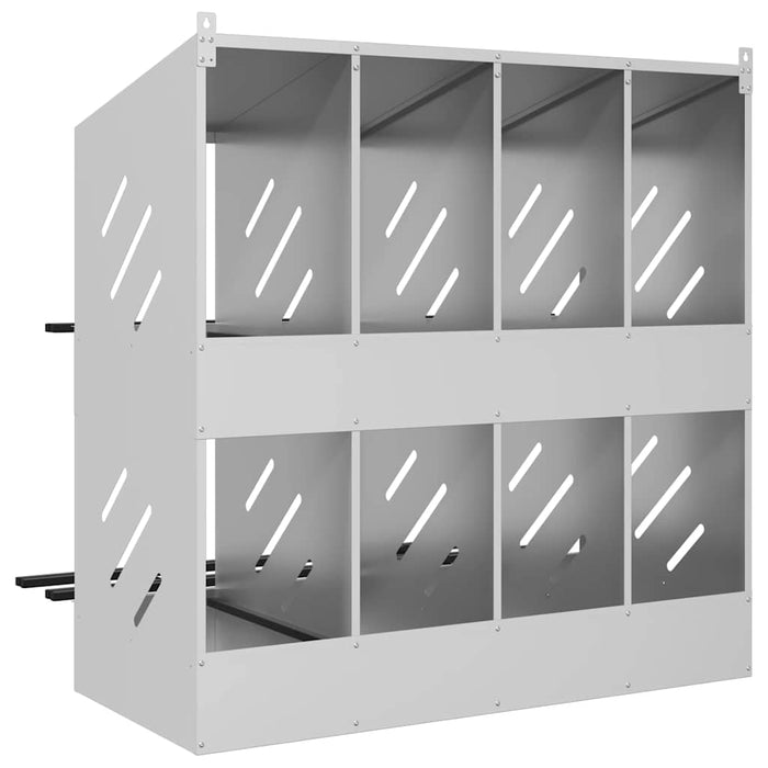 Nido per Polli con 8 Scomparti in Metallo Galvanizzato Argento