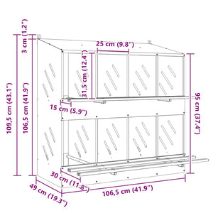 Nido per Polli con 8 Scomparti in Metallo Galvanizzato Argento
