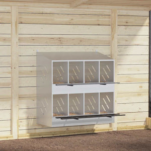 Nido per Polli con 8 Scomparti in Metallo Galvanizzato Argento