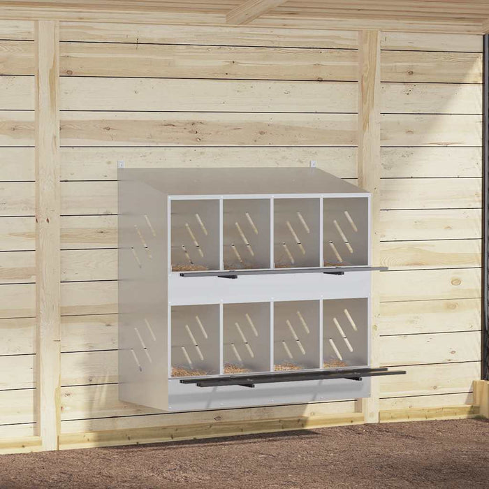 Nido per Polli con 8 Scomparti in Metallo Galvanizzato Argento