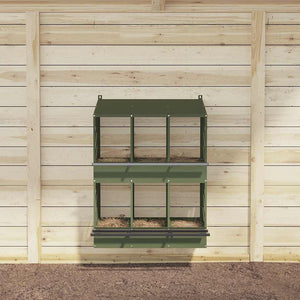 Nido per Polli con 6 Scomparti in Metallo Verde Oliva