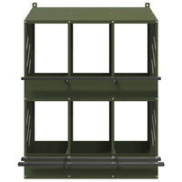 Nido per Polli con 6 Scomparti in Metallo Verde Oliva 864351