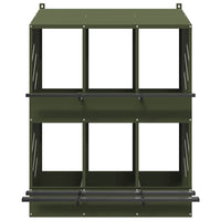 Nido per Polli con 6 Scomparti in Metallo Verde Oliva