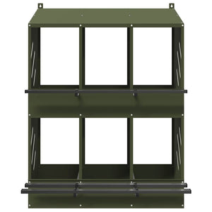 Nido per Polli con 6 Scomparti in Metallo Verde Oliva