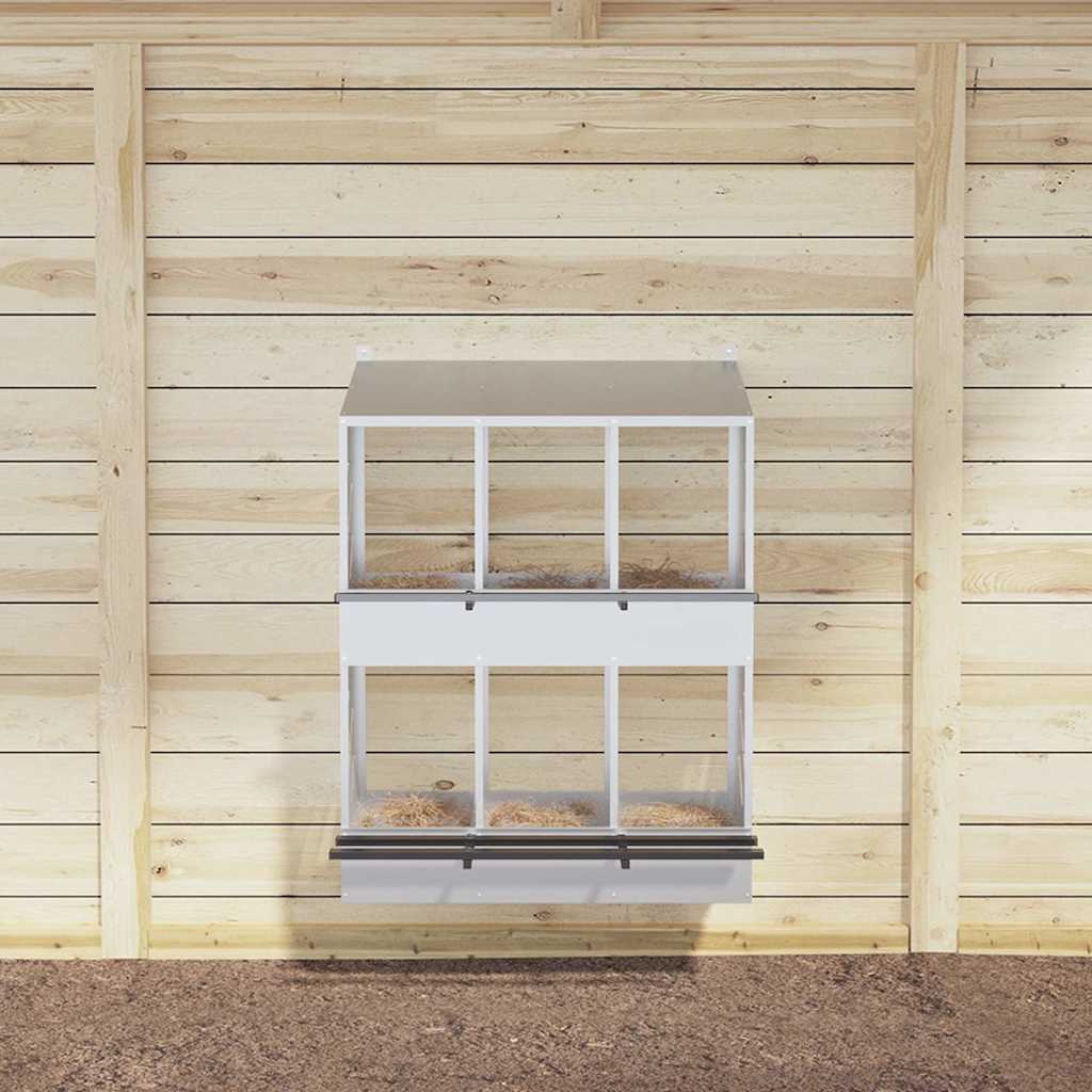 Nido per Polli con 6 Scomparti in Metallo Galvanizzato Argento 864352