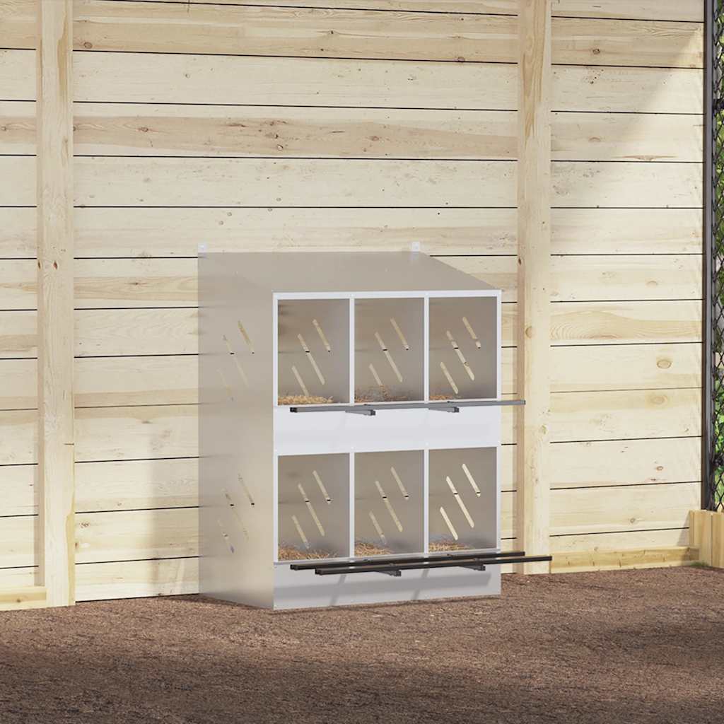 Nido per Polli con 6 Scomparti in Metallo Galvanizzato Argento 864352