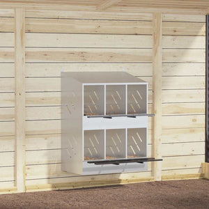 Nido per Polli con 6 Scomparti in Metallo Galvanizzato Argento